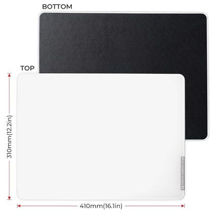XVX White Glass Mouse Pad 4.0, Hard Mousepad for Gaming,Ultra-Smooth Micro-Etched Surface with Non-Slip Rubber Base(410mm*310mm) - color: White