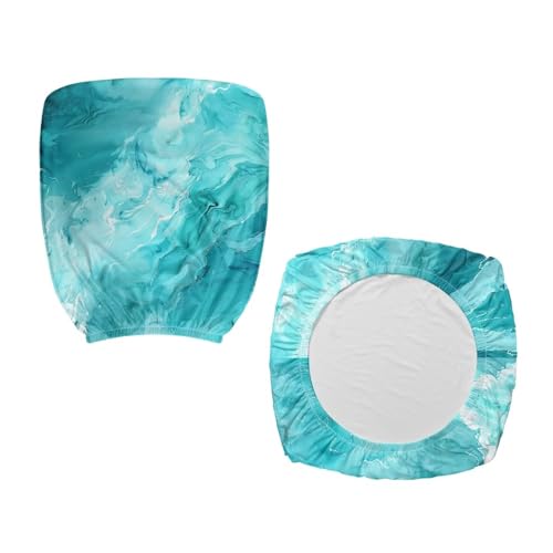 Blue Marble Print Office Chair Covers for Women Stretchable Office Chair Seat Cover 2 Piece Washable Gaming Chair Cover Universal Fit Wheelchairs,Computer Chairs,Gaming Chairs - color: Blue Marble Print