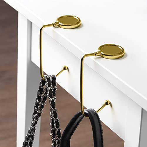 kwmobile Purse Hook for Table - Set of 2 Purse Holder - Handbag Hanger - Portable Bag Holder - Bag Hooks for Desk - Table Hook Gold - color: Gold