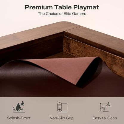 LAUSAINT HOME Board Game Table with Removable Table Top, 59” Play Area, Hexagon Gaming and Dining Table with Play Mat, Detachable Cup Holders and Trays for 6 Players, for Card, DND and Poker, Walnut - size: Hex Table