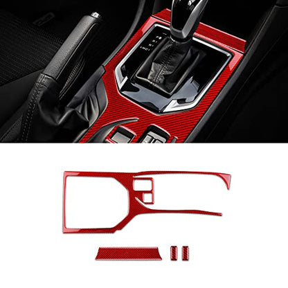AIRSPEED Carbon Fiber Car Gear Shift Panel Cover Center Console External Frame Sticker Interior Trim for Subaru Impreza 2017-2023 Crosstrek 2018-2023 Accessories (Red) - color: External Frame Cover-Red