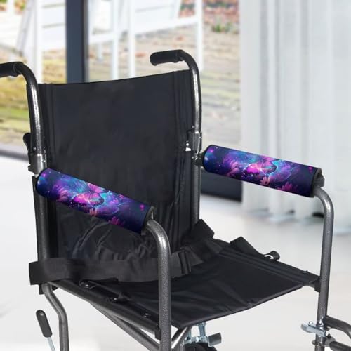 Wheelchair Armrest Covers Butterfly Purple Wheel Chair Accessories Adults 2 Pack Wheelchair Arm Pads for Office Transport Chair Pressure Relief - color: Butterfly Purple