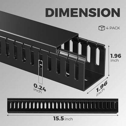 Yecaye 62.8in(4x15.7in) No-Drill Large Cable Management, Under Desk Cord Organizer with Adhesive, Open Slot Cable Raceway for Home/Office/Network, Black - size: 62.8in L* 1.96in W* 1.96in H