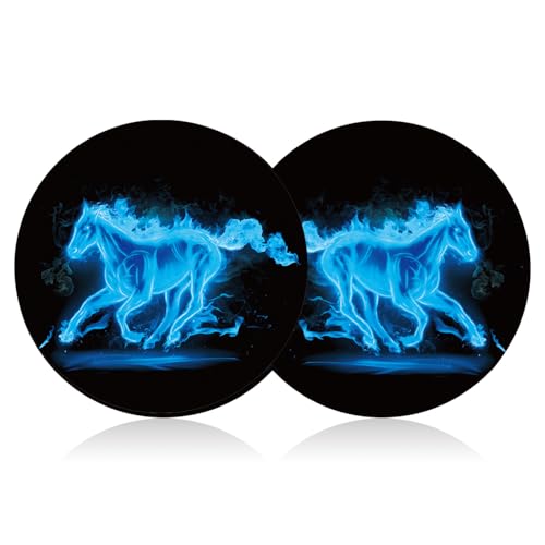 2-Pack 2.75" Silicone Car Cup Holder Coaster Insert, Non-Slip Car Coasters, Universal Fit for Car SUV Truck Auto, Easy to Clean Cup Pad (Blue-Horse) - color: Blue-horse