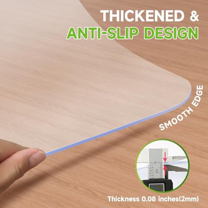 SOONAN Chair Mat for Hardwood Floors 36" x 48", Clear Office Desk Chair Mat 0.08" Thick Heavy Duty, Non-Slip Transparent Floor Protector for Wood, Tile, Laminate & Vinyl, Home Office - size: 48" x 36" x 0.08"