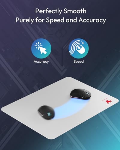 Tempered Glass Gaming Mouse Pad, Micro-Etched Ultra-Smooth Surface, Hard Mouse Pad for Fast Glide, Precision Tracking, Speed & Control, Non-Slip Base, 16.1" x 12.2" - color: White