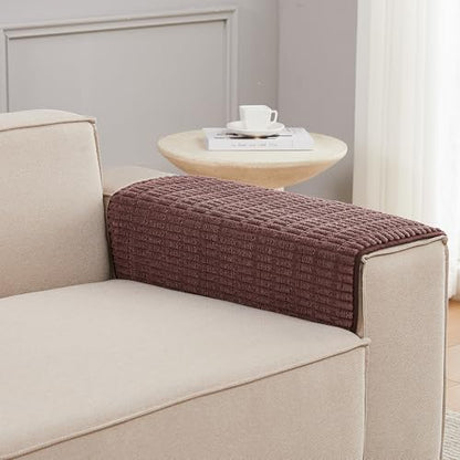 Sofa Armrest Cover Couch Arm Cover Armchair Covers, 2pcs Anti-Slip Couch Arm Protectors Sofa Arm Covers (Reddish Coffee, 18x22x2pcs) - color: Reddish Coffee, size: 18x22 inch (2 pcs)