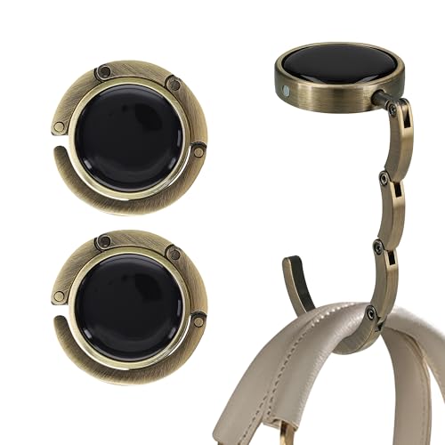 kwmobile Purse Hook for Table - Set of 2 Purse Holder - Folding Handbag Hanger - Portable Bag Holder - Bag Hooks for Desk - Table Hook Bronze - color: Bronze