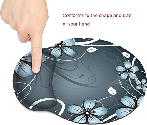 RICHEN Ergonomic Mouse Pad with Wrist Support,Non-Slip Rubber Base for Computer Laptop & Mac,Lightweight Rest for Home,Office & Travel (Blue Flowers) - color: Blue Flowers