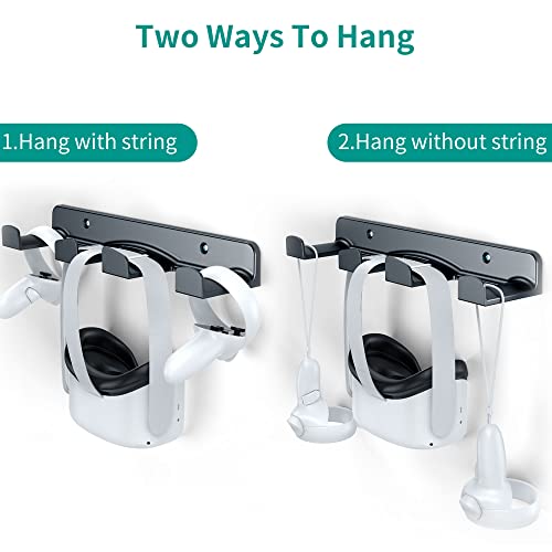 HomeMount VR Wall Mount Storage Stand Hook-for Meta/Oculus Quest 2/Quest/ Rift/ Rift S/ Valve Index/ HTC Vive/ HP Reverb G2/ Playstation VR Headsets, Gaming Controller Hanger Space Saving（Black） - color: Black