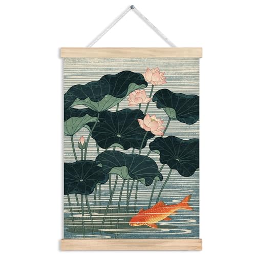 MVLJG Koi Fish Wall Art Poster, Japanese Room Decor, Asian Lotus Pond Fish Canvas Prints Hanging Wall Decor for Bedroom Zen Meditation Room Home Office, 12x16 Inches - color: Koi Fish-5