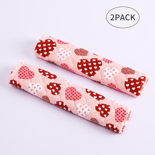 Amooca Soft Auto Seat Belt Cover Seatbelt Shoulder Pad Cushions 2 PCS for a More Comfortable Driving Universal Fit for All Cars and Backpack Cute Pink Heart - color: Pink Heart