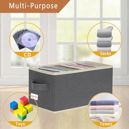 CD/DVD storage box Universal, stackable CD/DVD organizer with lid, Blu-ray disc media holder, video game disk, album, 4Pack can hold 180cd / 80dvd Gray - size: 4pack Grey