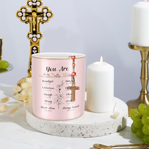Ceramic Pen Holder for Desk Cute, Pencil Holder Cup, Makeup Brush Holder Pink, Multi-Functional Organizer for Office, Religious Style - color: Religious Style