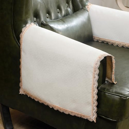 MINJIATEX Couch arm Covers,Non-Slip lace Sofa arm Covers Set of 2 Washable Sofa armrests Cover for Living Room Recliner Chair arm Cover Protectors for Leather armrest (YC-Off White) - color: Yc-off White