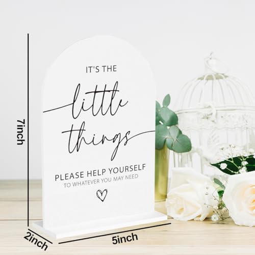 Wedding Bathroom Favors Sign, Bathroom Basket Sign for Wedding Engagement Bridal Shower Baby Shower Table Desk Acrylic Decor - color: It's The Little Things