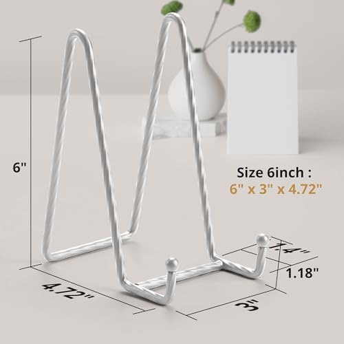 3 Pack 6inch Picture Stands for Display, Silver Metal Plate Stands for Display - Decorative Plate Stand, Plate Holder Display Stand, Picture Frame Stand - Plate Display Stands for Picture Stand - color: Silver, size: 6 inch(3 pack)