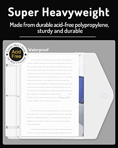 Forvencer Binder Pocket, 10 Pack Super Heavyweight Plastic Folders with Tight Closure, Folders with Pockets Side Loading, Binder Organizer, Binder Dividers with Pockets, Letter Size, Clear