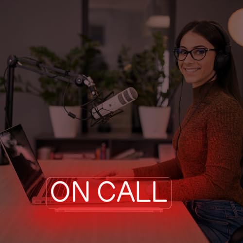 On Call Neon Sign with Acrylic Stand Base, On a Call Sign for Office, Tabletop Quiet LED Sign, Video Call In Progress Don't Disturb Quiet Zoon Desk Light Up Sign, For Game Room, Live House, Streaming, Studio - color: On Call