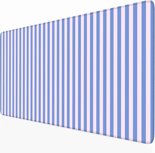 Blue Pink Striped Desk Mat Cute Pastel XXL Large Gaming Mouse Pad Desk Pad Kawaii Aesthetic Home Office Decor Cozy Keyboard Laptop Computer Mat - color: A6- Blue Pink