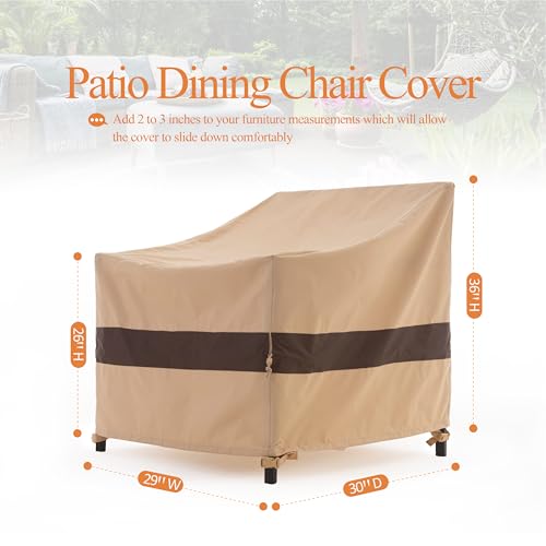 WJ-X3 Patio Chair Cover, Outdoor Lounge Cover, Heavy Duty, Waterproof Lawn Chair Covers, 29W x 30D x 36H, Beige & Coffee, 2-Pack - color: Beige & Coffee, size: 29W x 30D x 36H, 2-Pack, Standard Chair