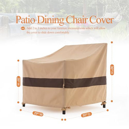WJ-X3 Patio Chair Cover, Outdoor Lounge Cover, Heavy Duty, Waterproof Lawn Chair Covers, 29W x 30D x 36H, Beige & Coffee, 2-Pack - color: Beige & Coffee, size: 29W x 30D x 36H, 2-Pack, Standard Chair