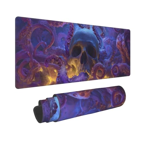 Skull Mouse Pad Extended Large Gaming Mouse Pad XL Stitched Edges for Gamer Home Office 31.5 X 11.8 Inch - color: Skull