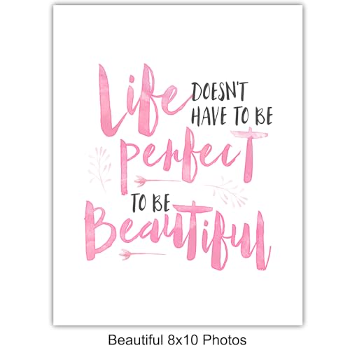 YELLOWBIRD ART & DESIGN Inspirational Quotes Wall Decor - Pink Motivational poster Set - Positive Affirmations Wall Art - Encouraging Gift for Women Girls - I Am - Inspiring Wall Art - UNFRAMED 8x10