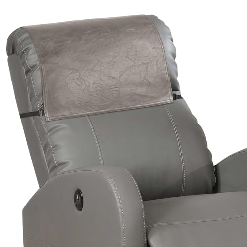Recliner Headrest Protector,Non Slip Waterproof Headrest Cover,Leather Recliner Headrest Cover for Sofa,Furniture,Living Room,Office Chair 17x27 in(Taupe) - color: Taupe, size: Elastic