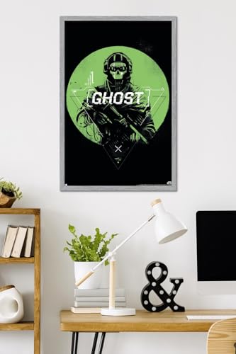 Call of Duty: Modern Warfare 2 - Ghost Emblem Wall Poster, 34L" x 22.4W", Gray Framed Version - color: Gray Framed Version, size: 34"L x 22.4"W