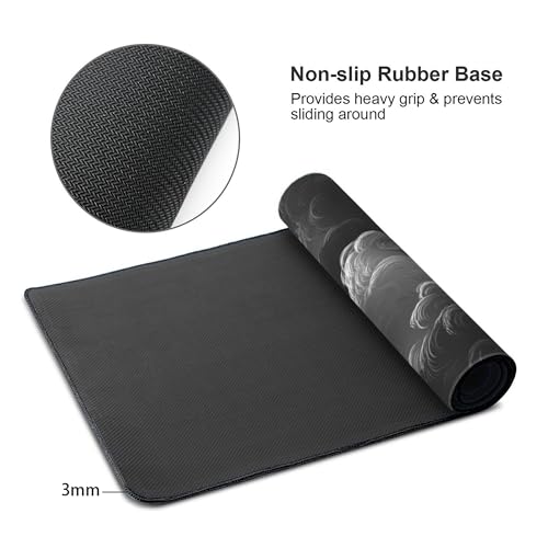 Extended Desk Mat, Dark Storm Cloud Design, Soft Cloth Surface with Non-Slip Rubber Base, 35.4 x 15.7 Inches, for Gaming and Office Use - color: Clouds