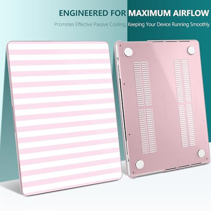 DONGKE Compatible with MacBook Pro 16 Inch Case (2026-2021 Release, M5 M4 M3 M2 M1 Pro/Max Chip), Plastic Hard Shell with Keyboard Cover & Screen Protector for MacBook Pro 16", Pink & White Stripes - color: Pink & White Stripes