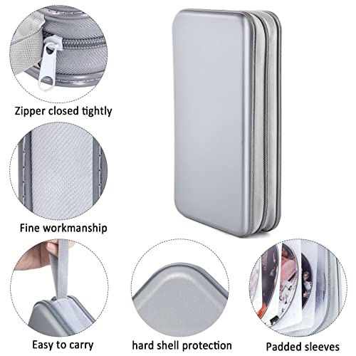 DVD Case, Bivisen CD Case Holder Wallet Binder 96 Capacity CD/DVD Cases Storage Holder Binder Organizer Wallet Book for Car Home Travel (Silver) - color: Silver