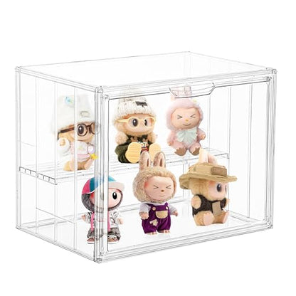 4 Pack Display Case for Collectibles 4 Layer Updated Adjustable Acrylic Display Case with Magnetic Door Clear Stackable Display Box Hobby Display Cases for Figures - size: XLarge 4 Pack