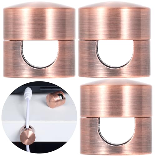 SmallCat 3 Sets Charger Holders for Cords, Red Bronze Color Adjustable Cable Anchor Holders, Adhesive Metal Cord Clips, Cable Management Wire Organizers for Desk, Office, Nightstand - color: Red Bronze Color,3sets, size: 3 Sets