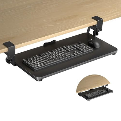 XINLEI Keyboard Tray Under Desk Large C-Clamp 25.6” (30” Including Clamps) x 11.8” Slide-Out Platform Computer Drawer Pull Out Keyboard & Mouse Tray Black DSF4 - style: DSF4