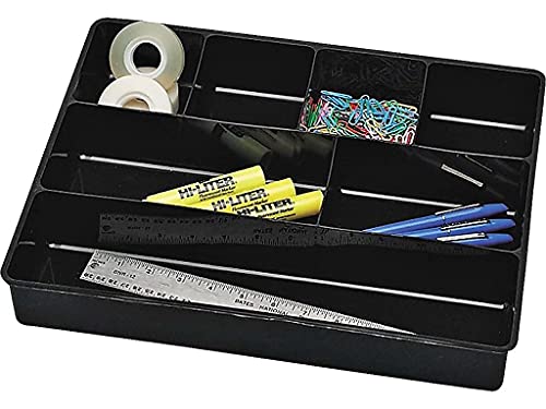 Rubbermaid Extra Deep Desk Drawer Director Tray, Plastic, 11.875 x 15 x 2.5 Inches, Black - size: 7 Section