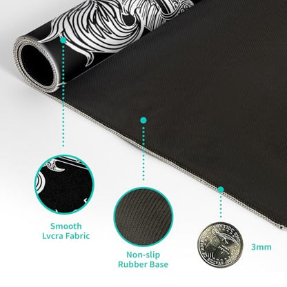 Dragon Gaming Mouse Pad - Black, Large (31.5x11.8 Inch), Non-Slip Base, Stitched Edge for Gaming & Office - color: Dragon