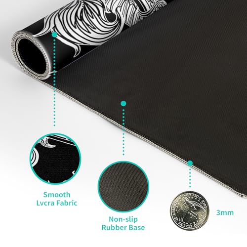Dragon Gaming Mouse Pad Black Large Mouse Pad for Keyboard and Mousepad Desk Mat with 3mm Non-Slip Base and Stitched Edge for Gaming and Office Computer Mat Protector Mat 27.6x11.8 Inch - color: Dragon