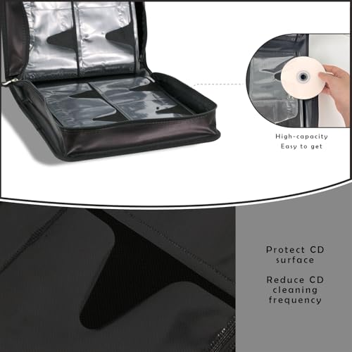 DVD/CD Case Holder - 256 Capacity Disc Storage Wallet Binder for Car, Home, Office, Travel (Black) - color: 256 Black