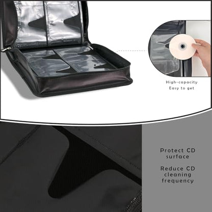 DVD/CD Case Holder - 256 Capacity Disc Storage Wallet Binder for Car, Home, Office, Travel (Black) - color: 256 Black