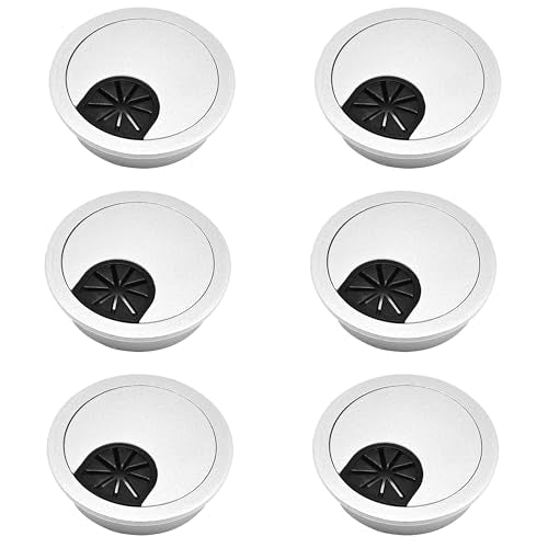 Surf turtle 6 Pack 2 Inch Silver Desk Grommet, Flexible Desk Hole Cover for Cable Cord Wire Management - color: Silver, size: 50mm