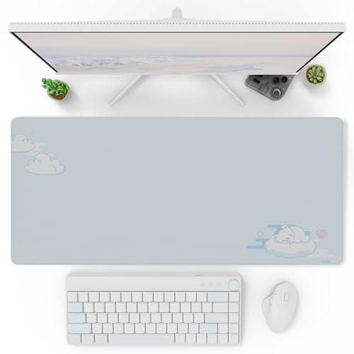 Pixio Mouse Pads - 36 x 16 inch XXL Sleepy Bear Cloud Blue Multifunctional Large Desk Mats for Gaming, Office, Desktop Anti-Slip Waterproof Washable Computer Mouse Mat - color: Blue Sleepy Bear Cloud