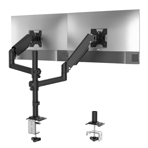 WALI Dual Monitor Mount, 13-33 Inch Adjustable Dual Monitor Arm for Desk Holds Max 19.8 lbs Screens, Swivel Vesa Bracket with C Clamp, Grommet Mounting, Monitor Arms for 2 Monitors (GSDM002) - color: Black (Dual), size: 13" to 33"