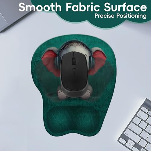 Mouse Pad with Wrist Rest Ergonomic Mouse Pad with Comfortable M-Shape Pain Relief Wrist Support Non-Slip PU Base Mousepad for Laptop, Office & Home (Green Elephant) - color: Green Elephant