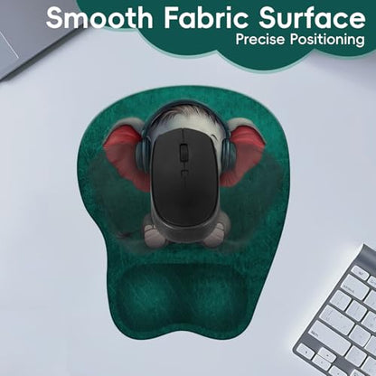 Mouse Pad with Wrist Rest Ergonomic Mouse Pad with Comfortable M-Shape Pain Relief Wrist Support Non-Slip PU Base Mousepad for Laptop, Office & Home (Green Elephant) - color: Green Elephant