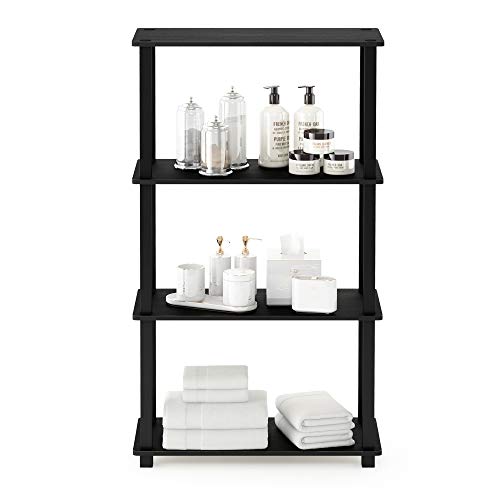 Furinno Turn-S-Tube 4-Tier Storage Shelves Bookshelf, Americano - color: Americano/Black, size: 4-Tier Square Tube