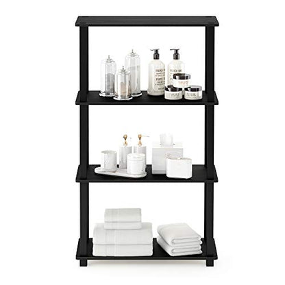 Furinno Turn-S-Tube 4-Tier Storage Shelves Bookshelf, Americano - color: Americano/Black, size: 4-Tier Square Tube