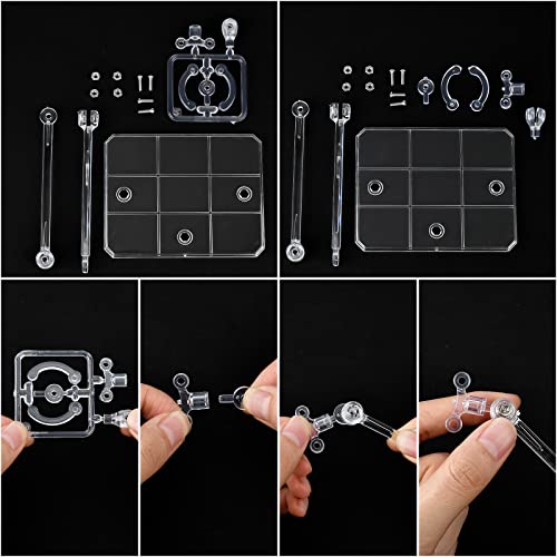 FINGERINSPIRE 8 Pcs Action Figure Stand Assembly Action Figure Display Holder Base Doll Model Support Stand for 6 inch Action Figures or Effects Clear 1/144 HG/RG Figure Model Toy