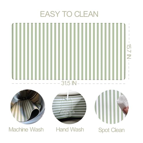 Sage Green Striped Desk Mat Cute Pastel XXL Large Gaming Mouse Pad Desk Pad Kawaii Aesthetic Home Office Decor Cozy Keyboard Laptop Computer Mat - color: A2- Sage Green
